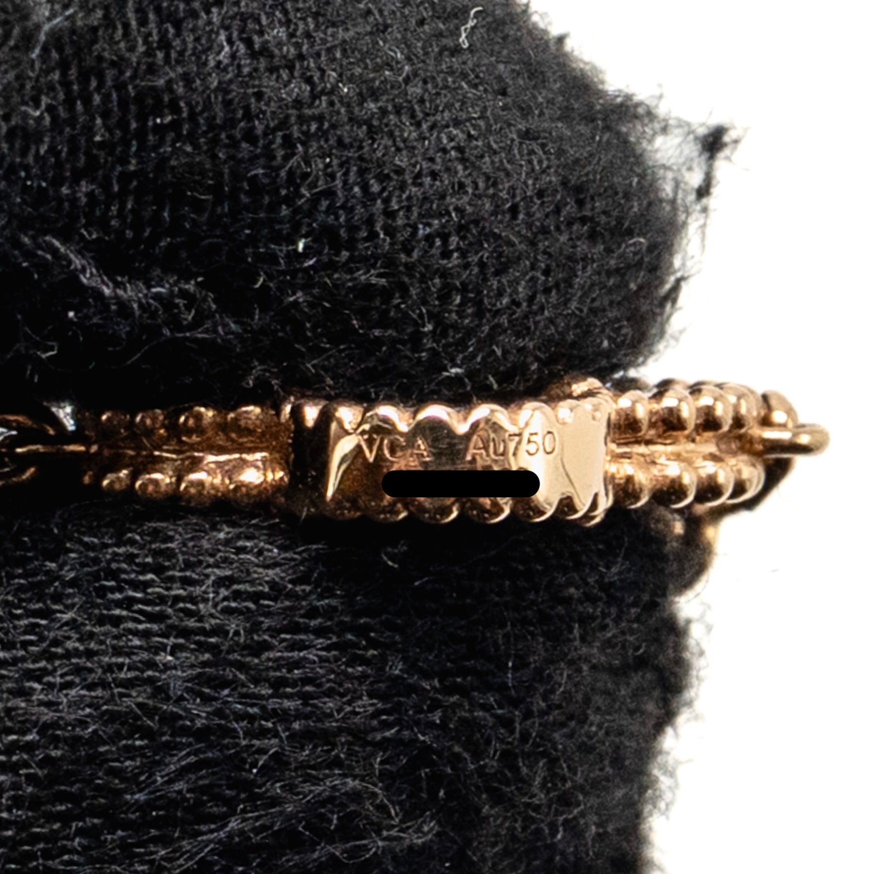 VAN CLEEF AND ARPELS VINTAGE ALHAMBRA BRACELET 5 MOTIF, 18K ROSE GOLD, DIAMOND, GREY MOTHER OF PEARL