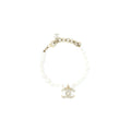 CHANEL CC LOGO DROPPED BRACELET PEARL/CRYSTAL LIGHT GOLD TONE
