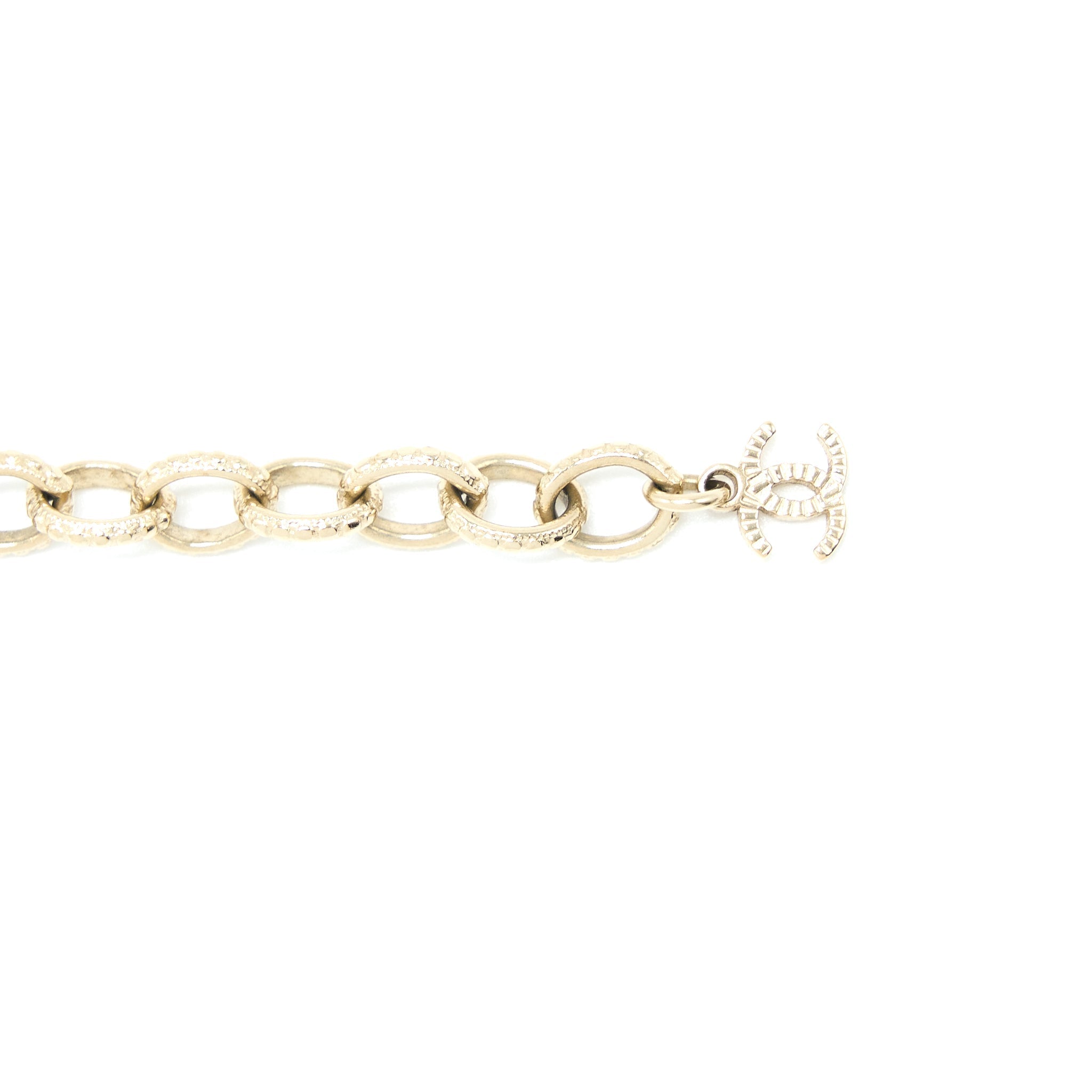 CHANEL CC LOGO DROPPED BRACELET PEARL/CRYSTAL LIGHT GOLD TONE