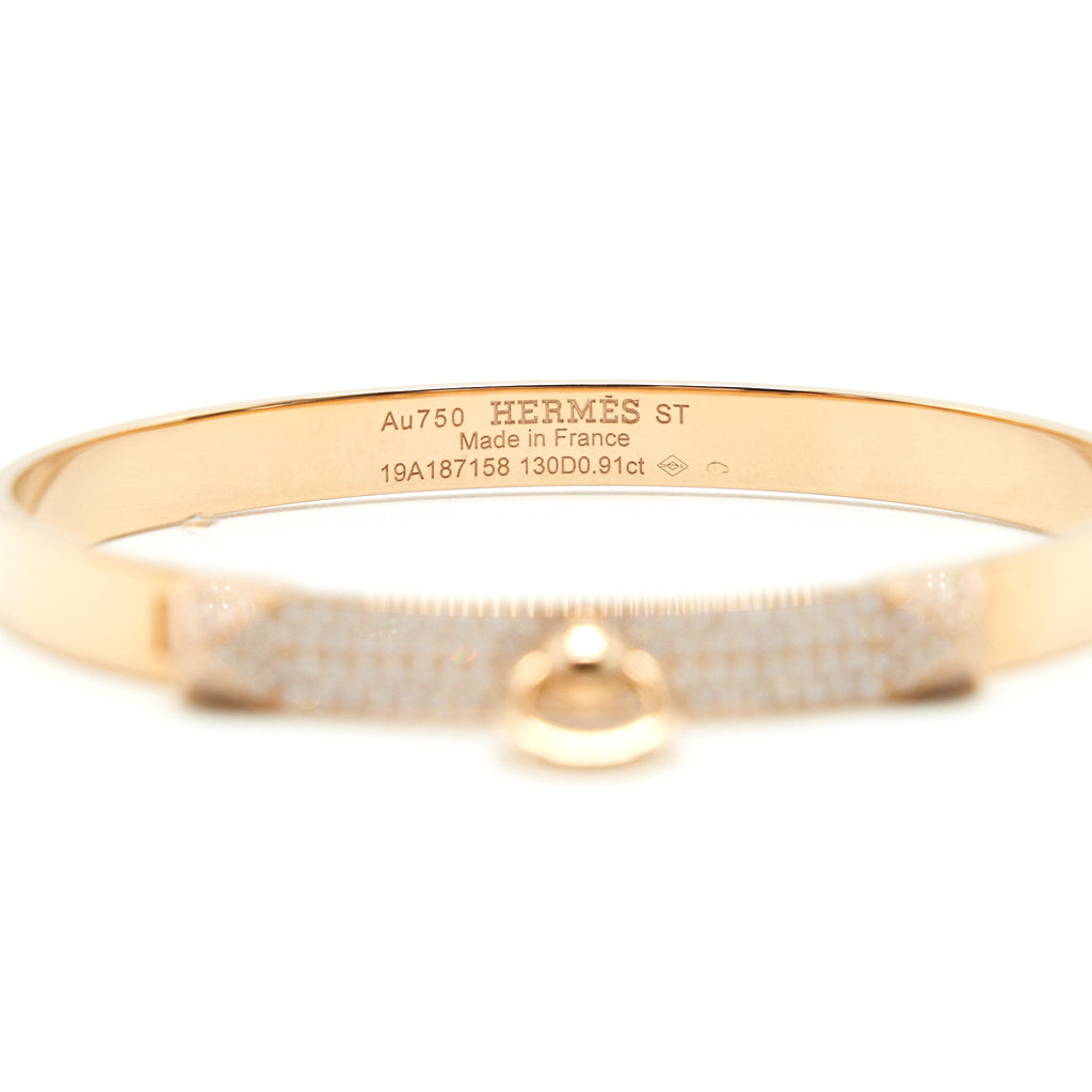 HERMES COLLIER DE CHIEN CDC BRACELET ROSEGOLD WITH 130 DIMONDS