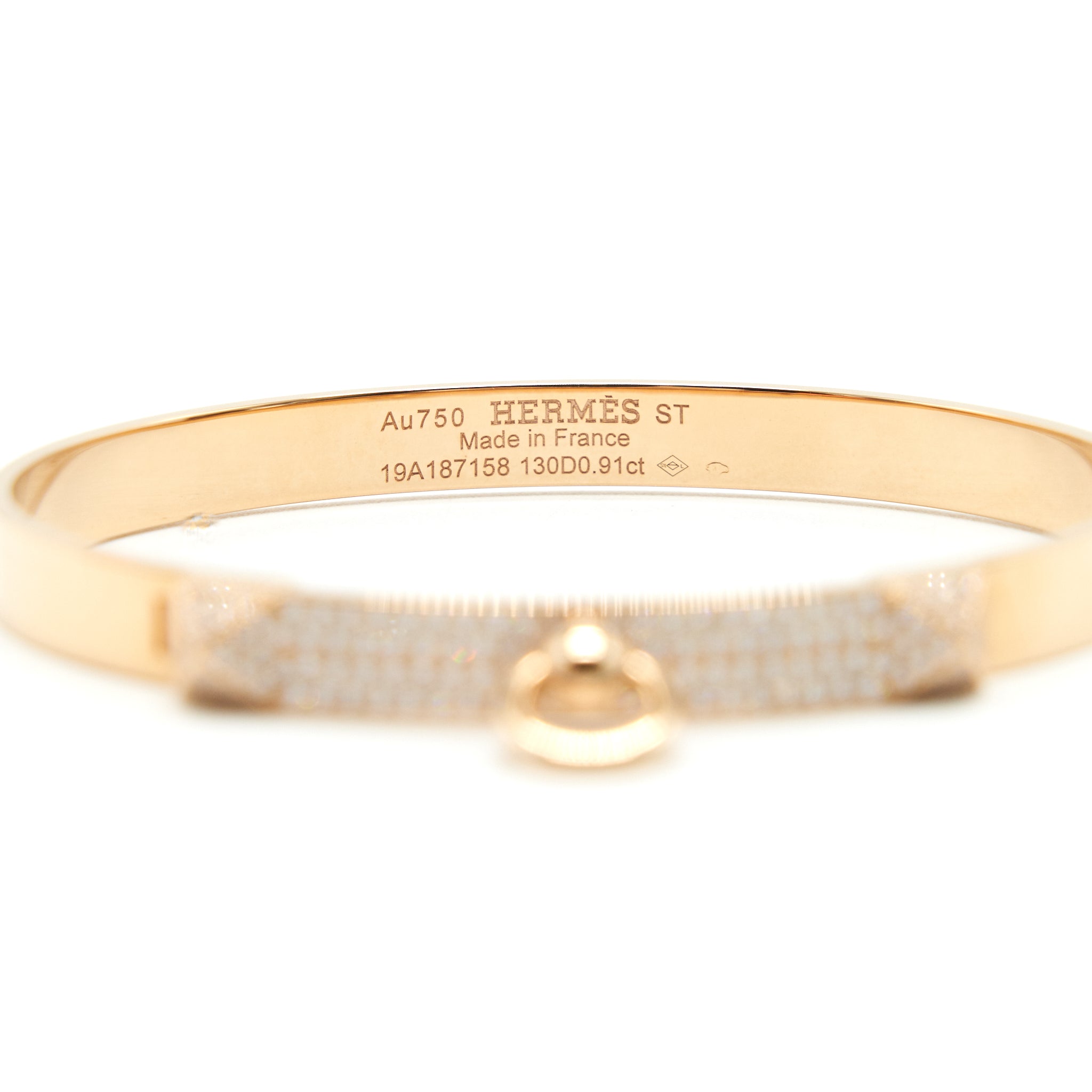 HERMES COLLIER DE CHIEN CDC BRACELET ROSEGOLD WITH 130 DIMONDS