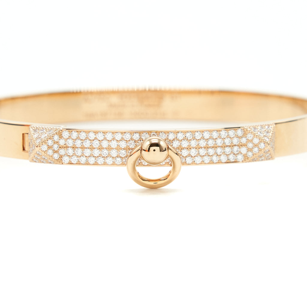 HERMES COLLIER DE CHIEN CDC BRACELET ROSEGOLD WITH 130 DIMONDS