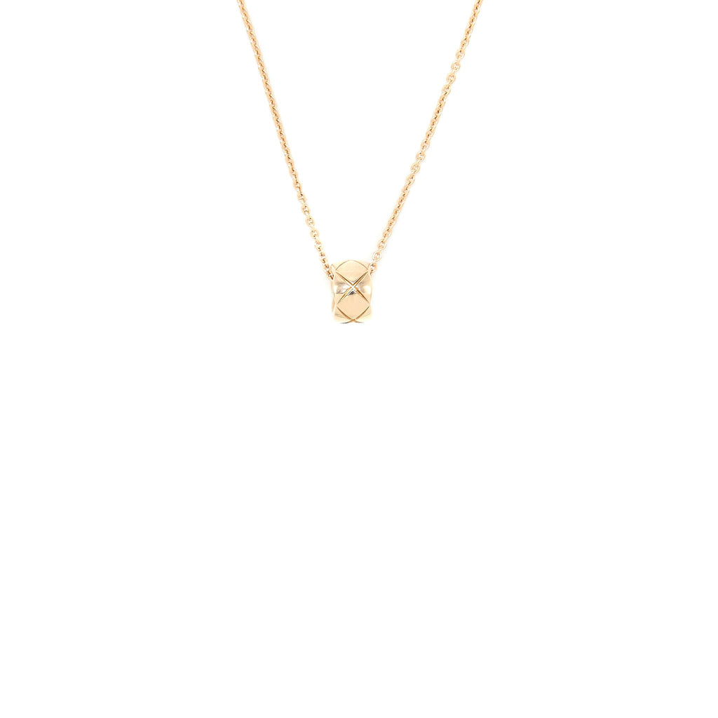 CHANEL COCO CRUSH NECKLACE QUILTED MOTIF BEIGE GOLD