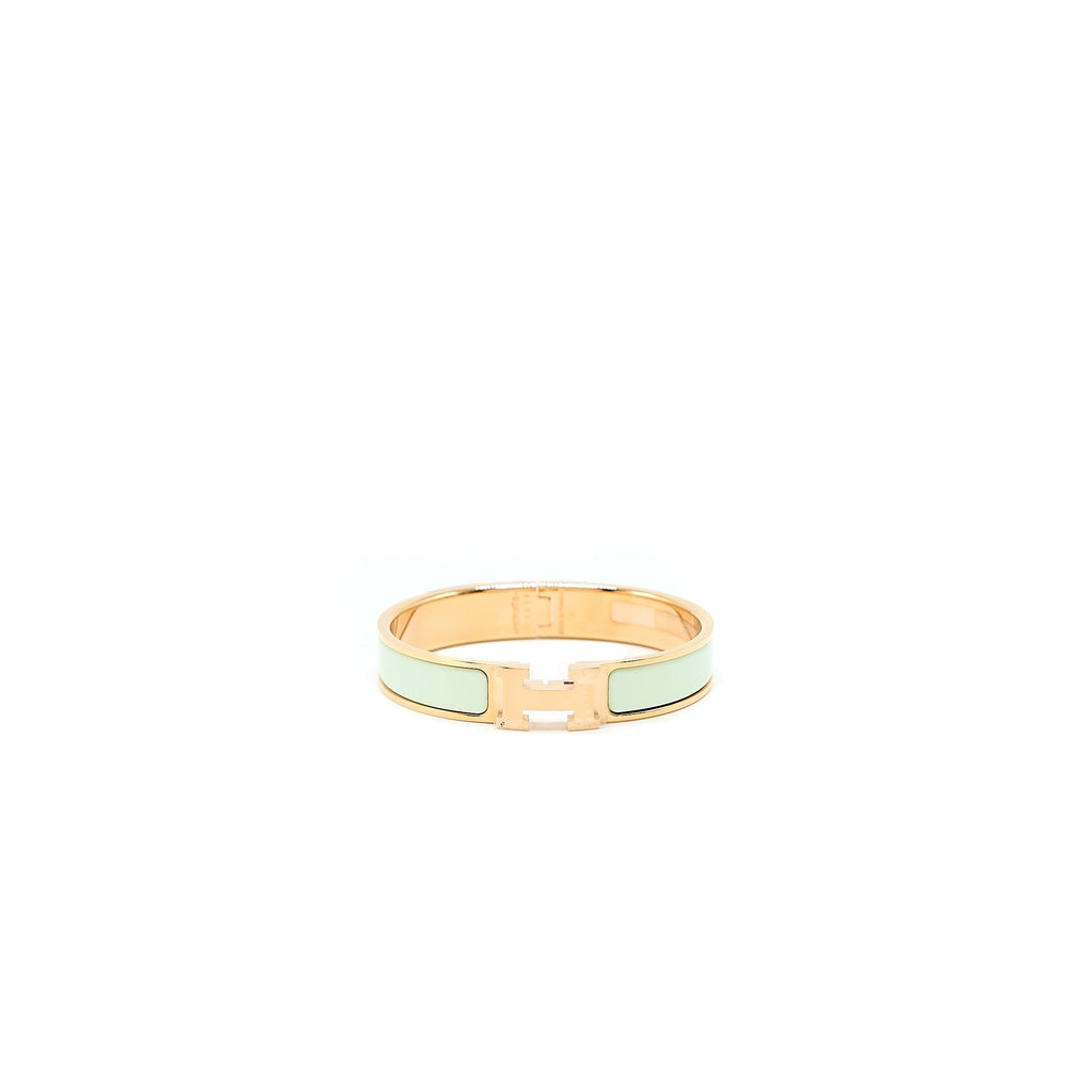 HERMES CLIC H BRACELET VERT FIZZ ROSE GOLD TONE