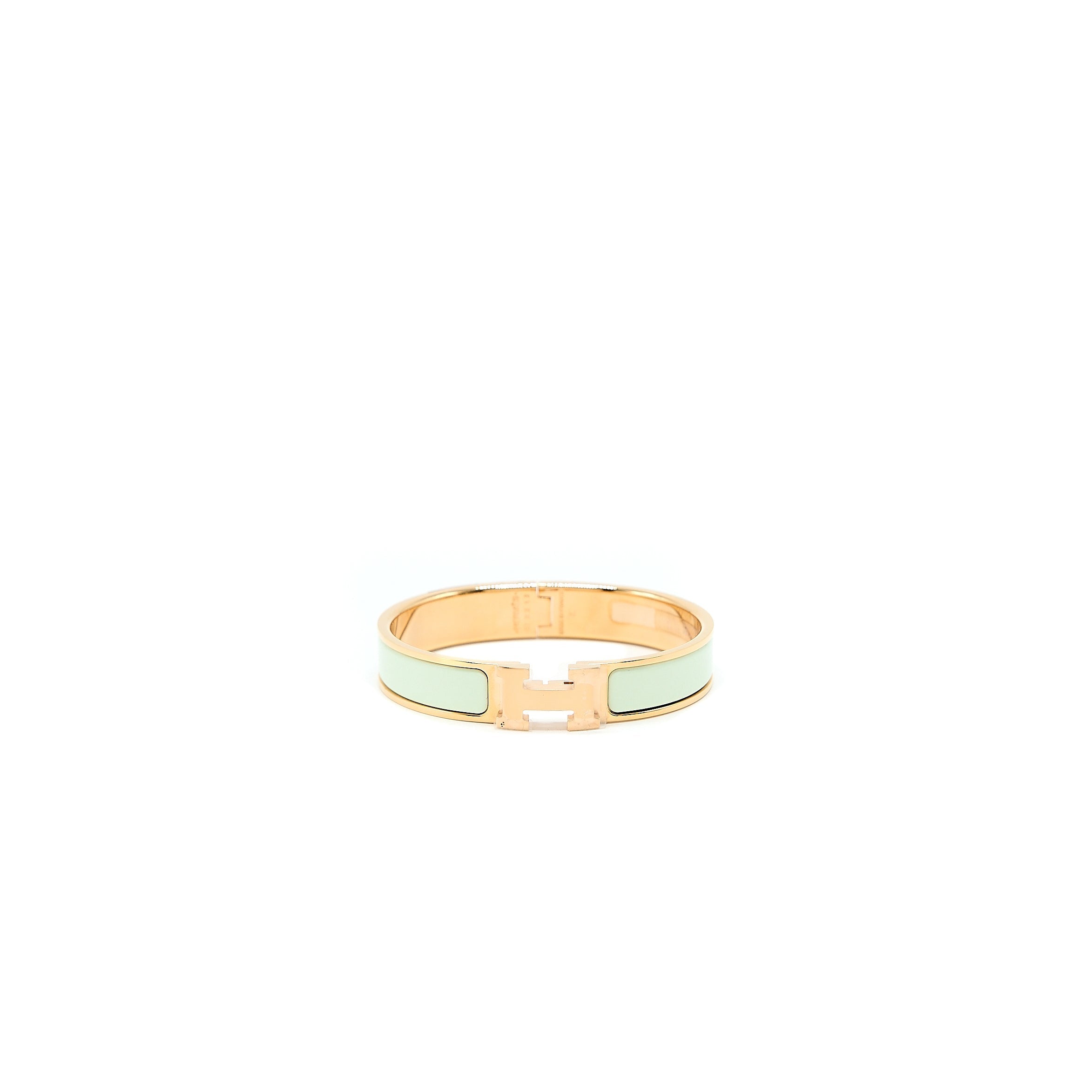 HERMES CLIC H BRACELET VERT FIZZ ROSE GOLD TONE