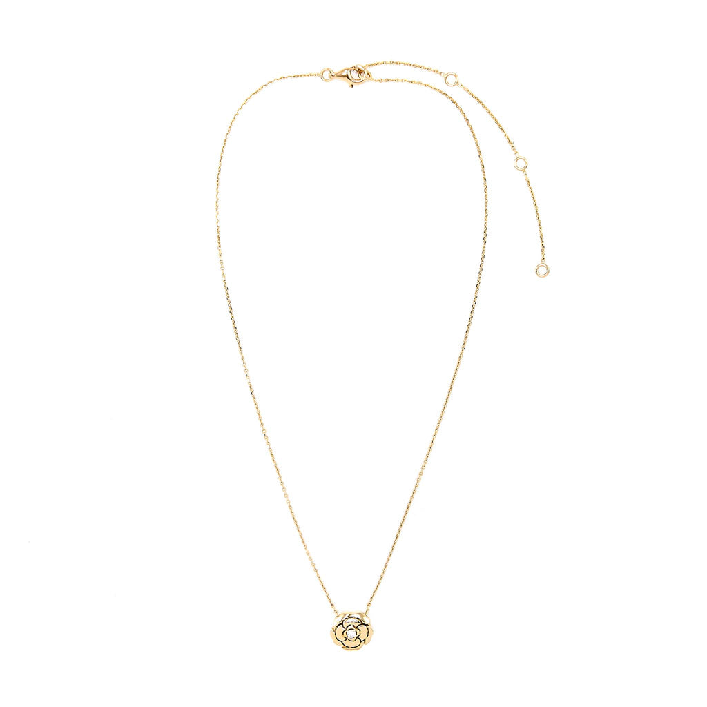 CHANEL EXTRAIT DE CAMELIA NECKLACE PINK GOLD WITH DIAMOND