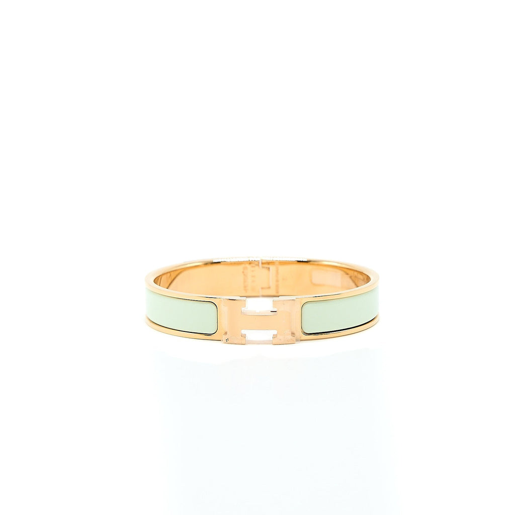 HERMES CLIC H BRACELET VERT FIZZ ROSE GOLD TONE