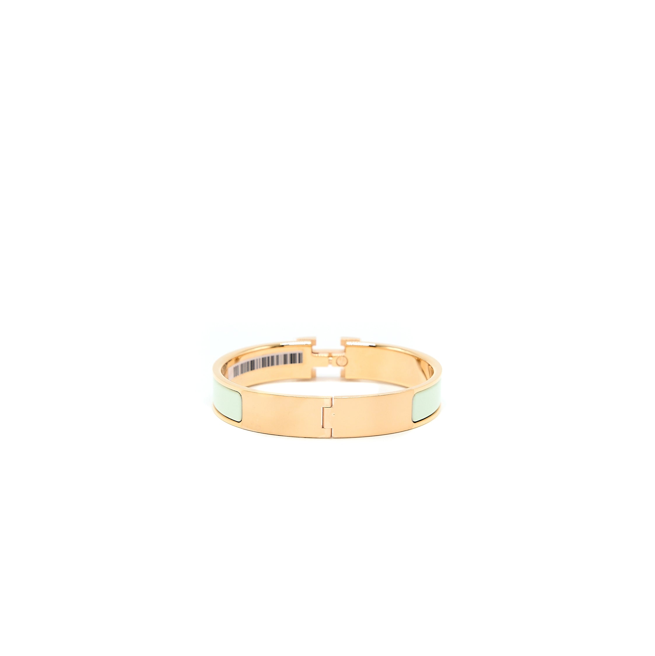 HERMES CLIC H BRACELET VERT FIZZ ROSE GOLD TONE