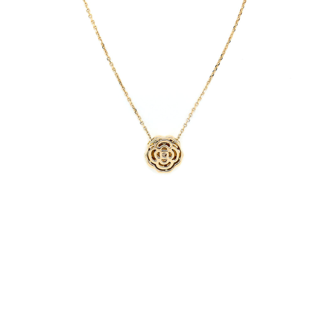 CHANEL EXTRAIT DE CAMELIA NECKLACE PINK GOLD WITH DIAMOND