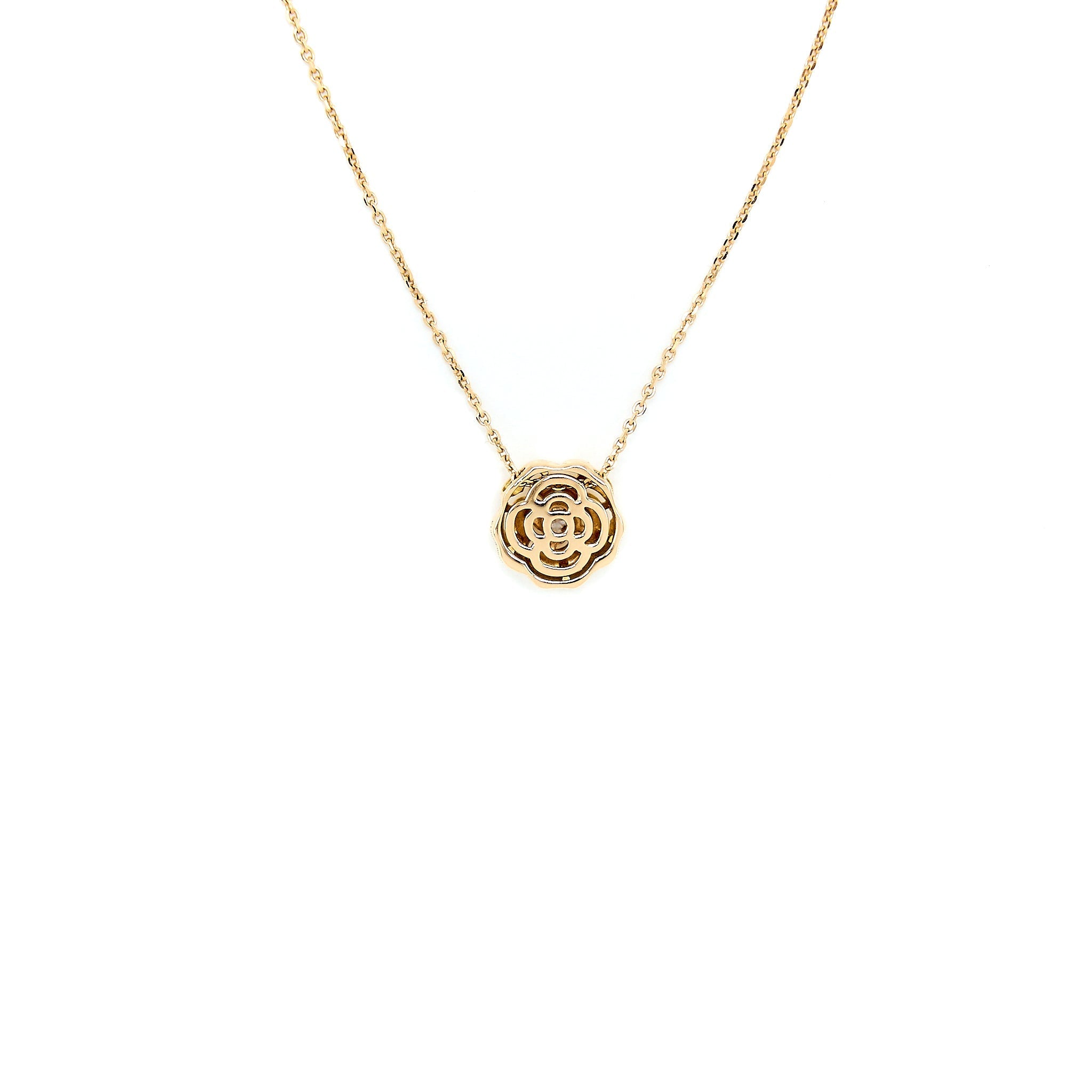 CHANEL EXTRAIT DE CAMELIA NECKLACE PINK GOLD WITH DIAMOND