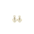 CHANEL LOGO HEART DROP EARRINGS CRYSTAL LIGHT GOLD TONE