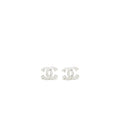 CHANEL 23P CC LOGO EARRINGS CRYSTAL SILVER TONE