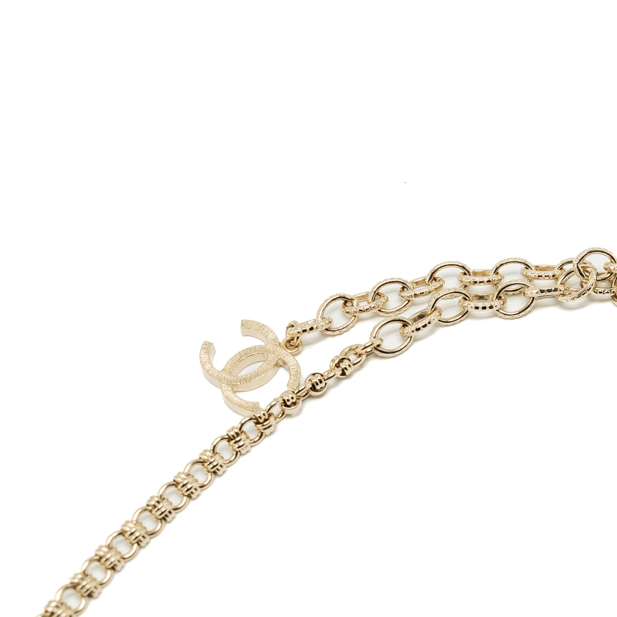 CHANEL 21K CHAIN BELT/FANCY BELT PEARL/CRYSTAL LIGHT GOLD TONE