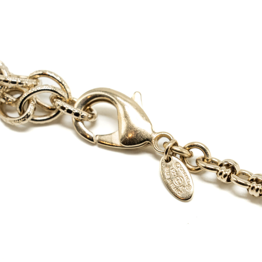 CHANEL 21K CHAIN BELT/FANCY BELT PEARL/CRYSTAL LIGHT GOLD TONE