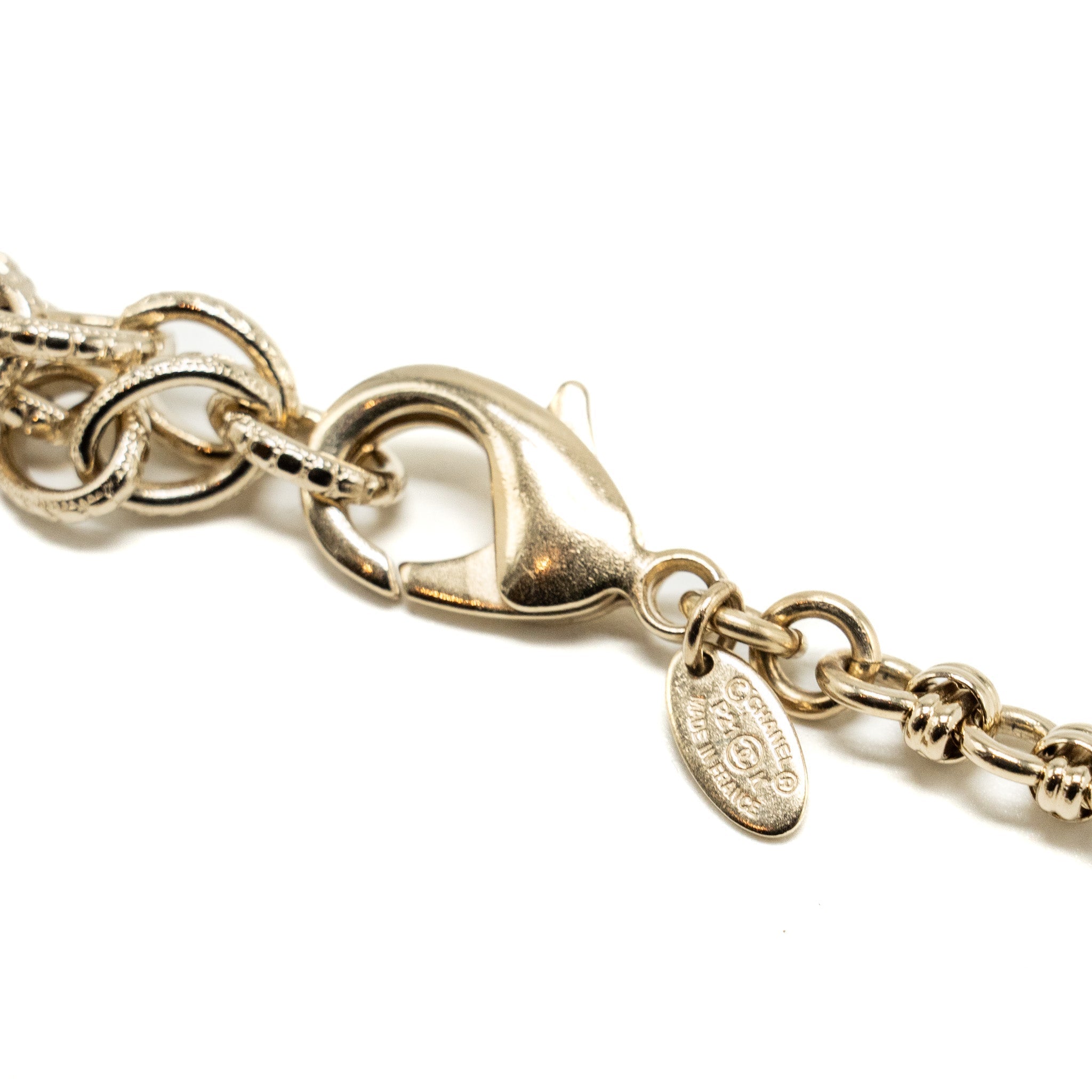 CHANEL 21K CHAIN BELT/FANCY BELT PEARL/CRYSTAL LIGHT GOLD TONE