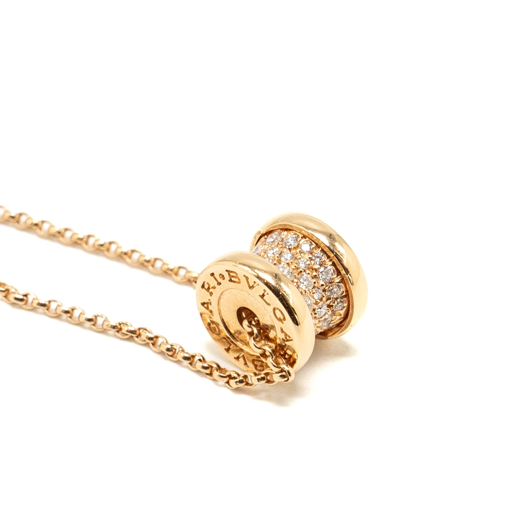 BVLGARI B.ZERO1 NECKLACE ROSE GOLD, PAVE DIAMONDS