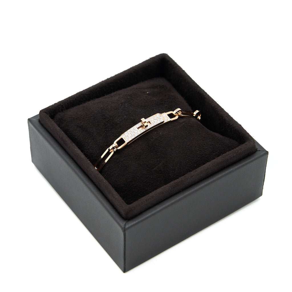 HERMES KELLY CHAIN BRACELET ROSE GOLD WITH DIAMONDS