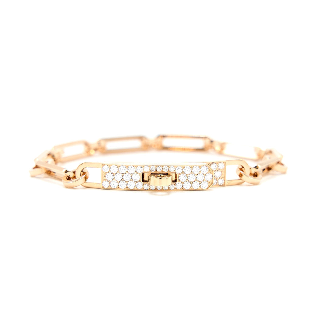 HERMES KELLY CHAINE BRACELET ROSE GOLD DIAMONDS