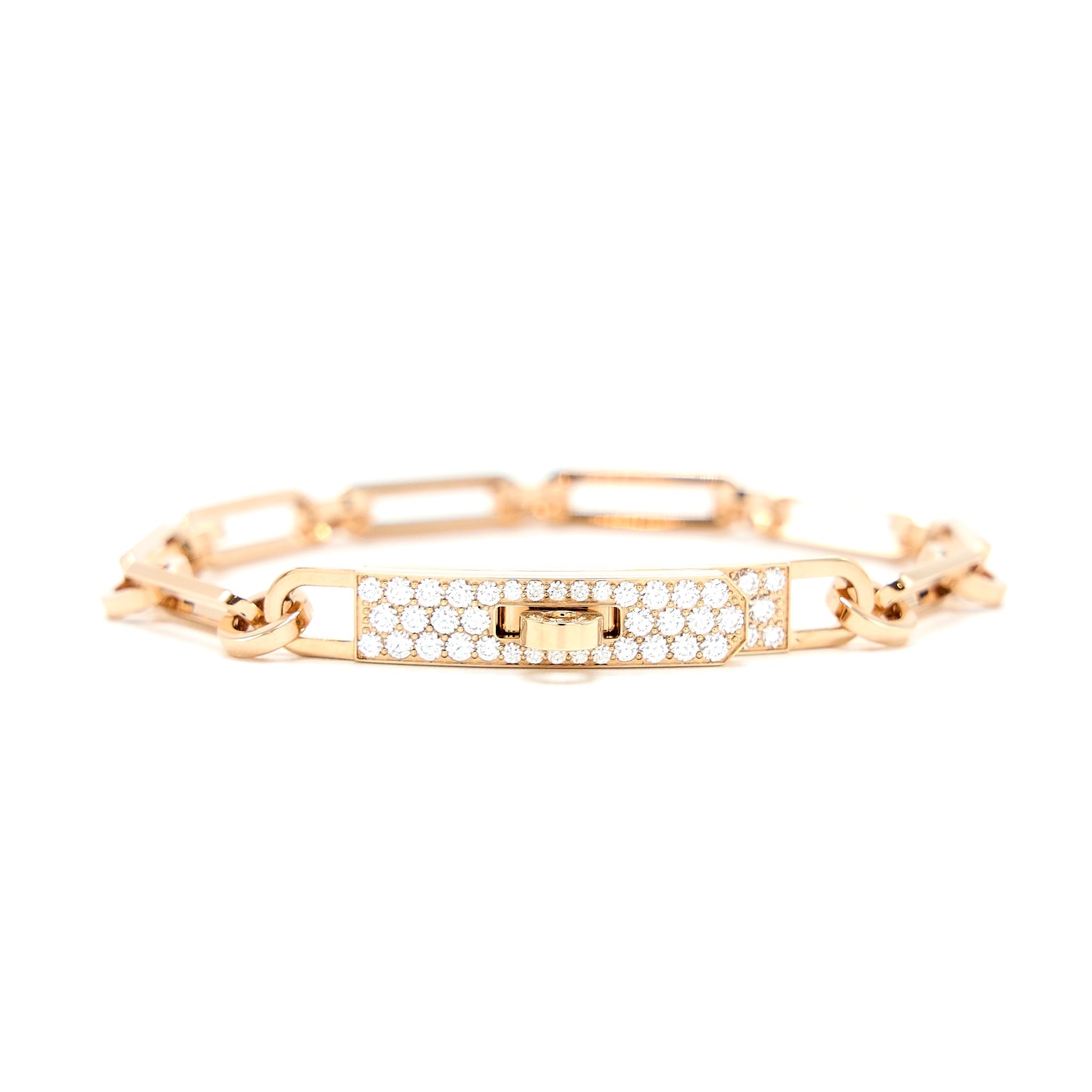 HERMES KELLY CHAINE BRACELET ROSE GOLD DIAMONDS