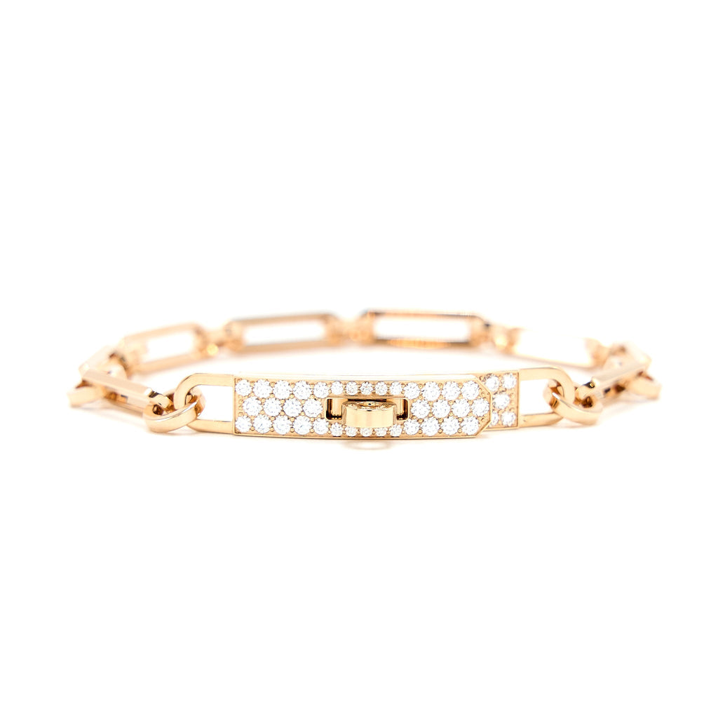 HERMES KELLY CHAIN BRACELET ROSE GOLD WITH DIAMONDS