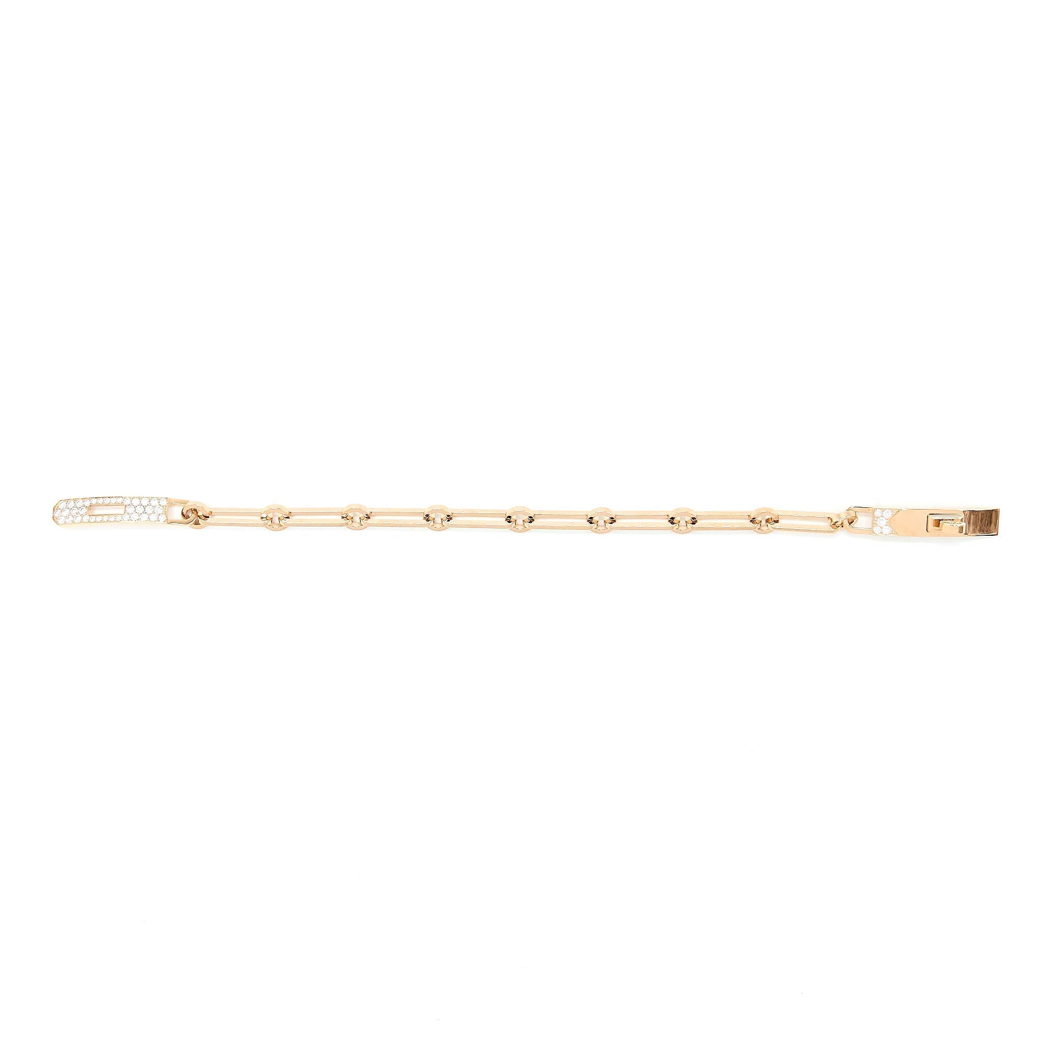 HERMES KELLY CHAINE BRACELET ROSE GOLD DIAMONDS