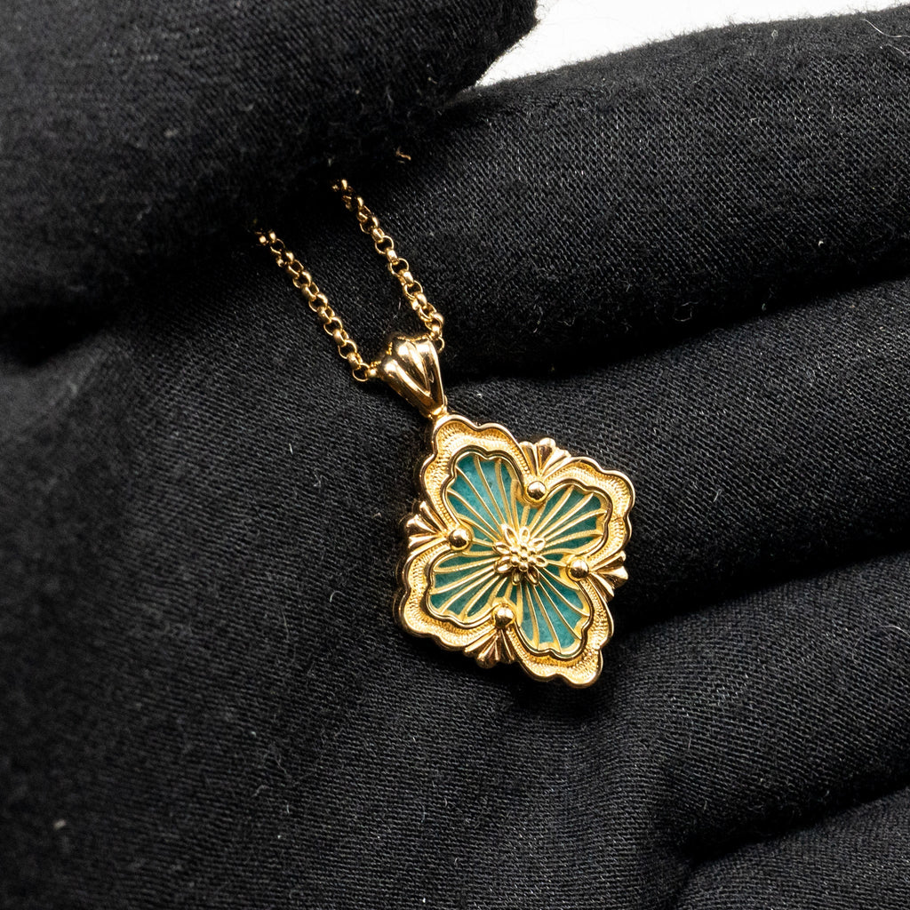 BUCCELLATI OPERA TULLE PENDANT YELLOW GOLD, AMAZONITE