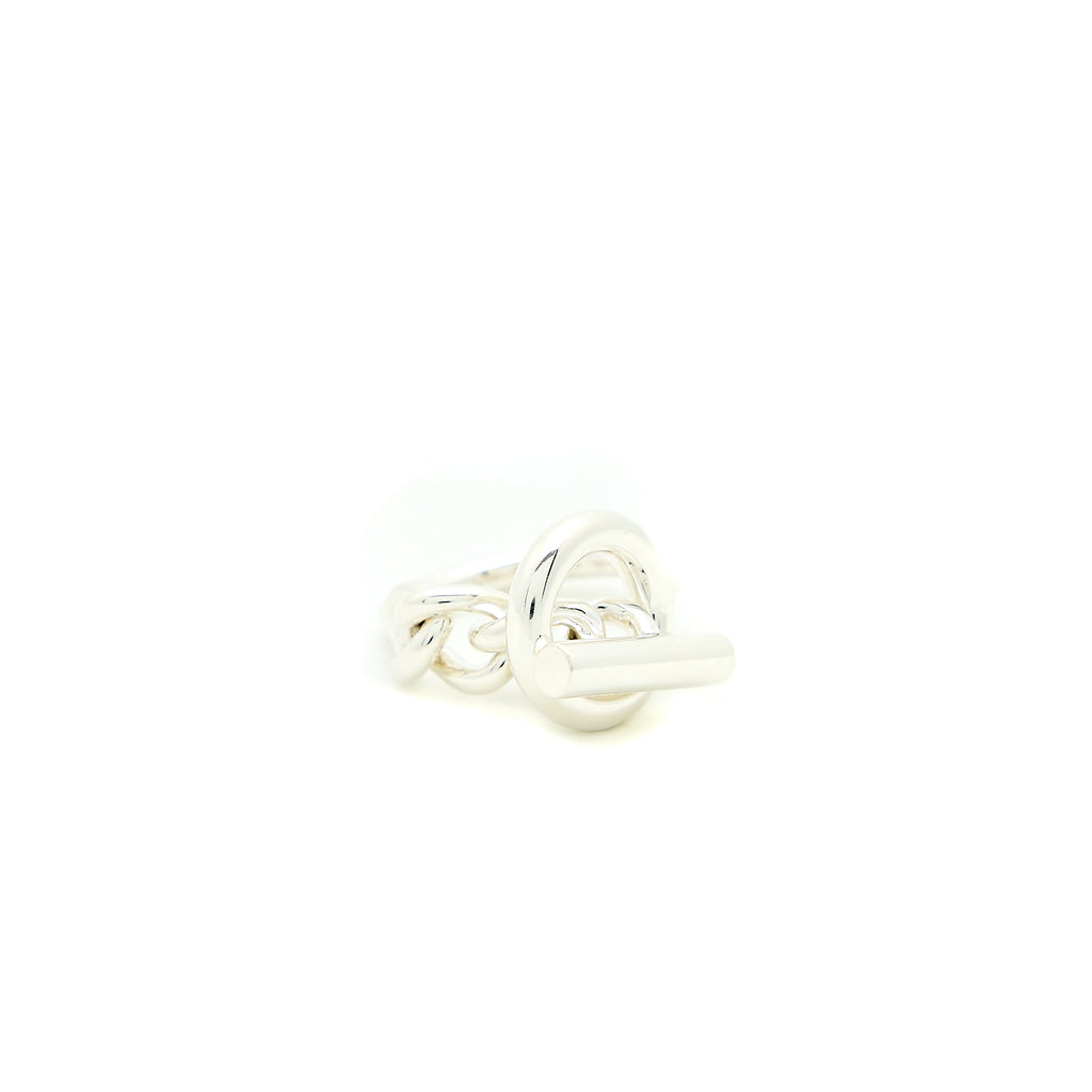 HERMES BAGUE CROISETTE RING SILVER TONE