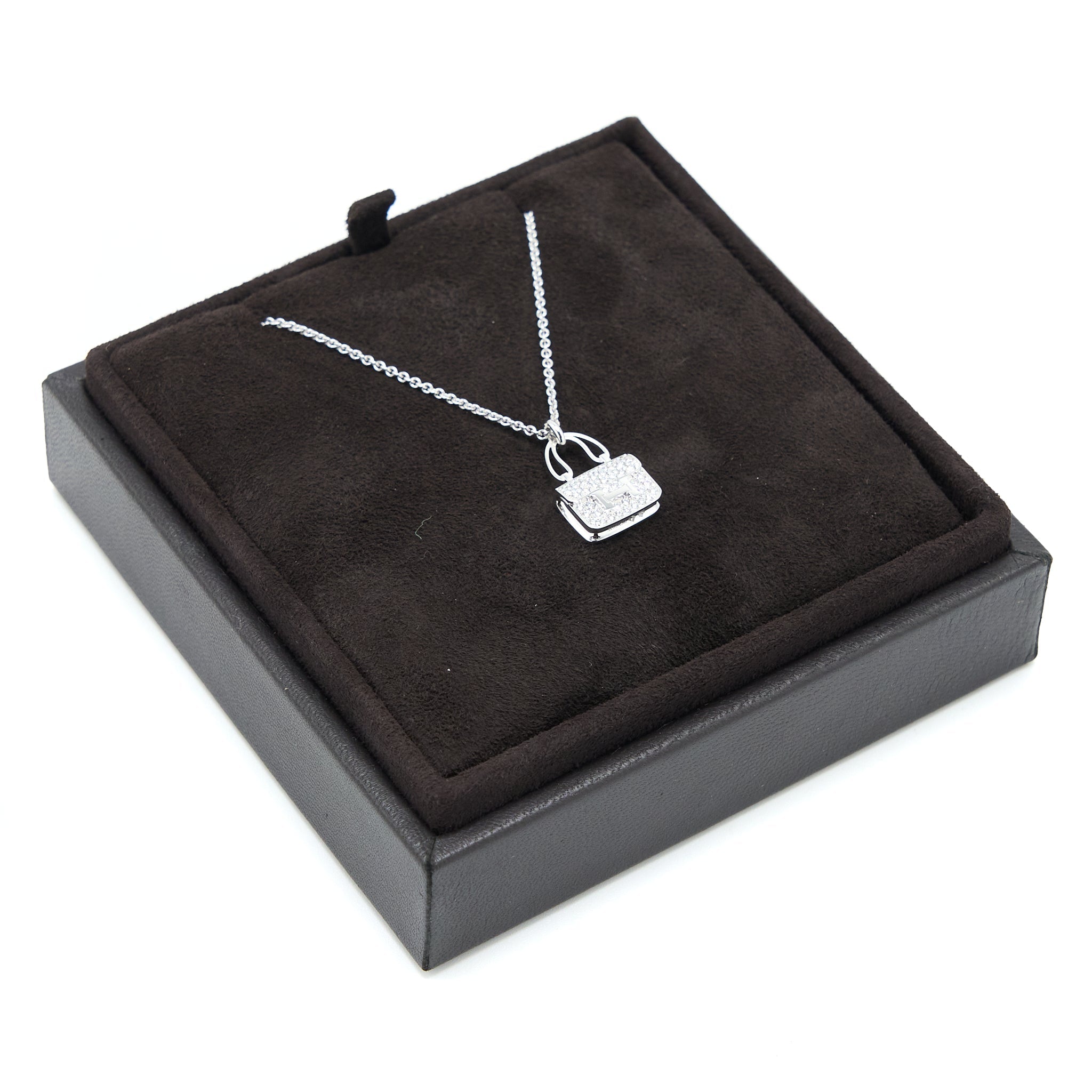 HERMES CONSTANCE AMULETTE PENDANT WHITE GOLD DIAMONDS
