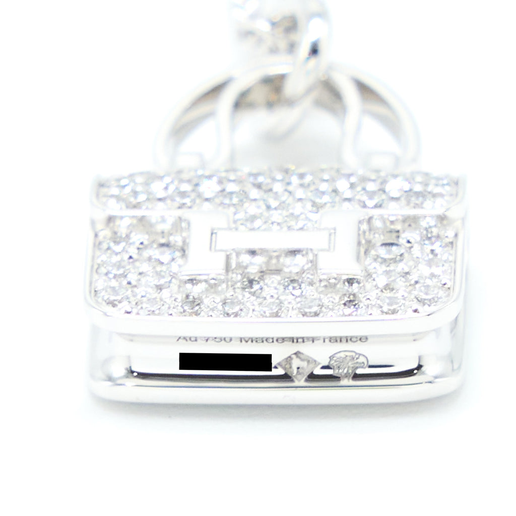 HERMES CONSTANCE AMULETTE PENDANT WHITE GOLD DIAMONDS