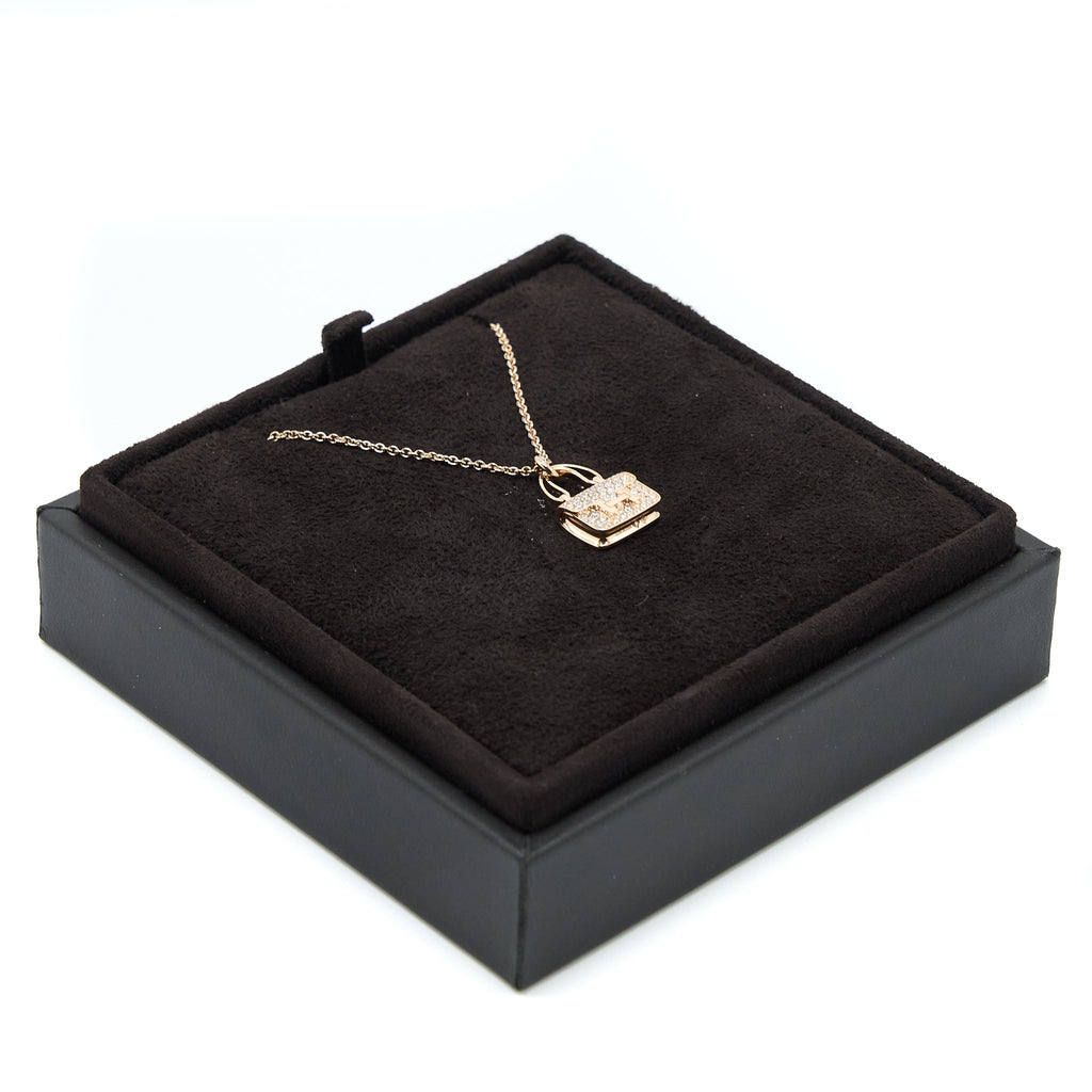 HERMES CONSTANCE AMULETTE PENDANT ROSE GOLD DIAMONDS