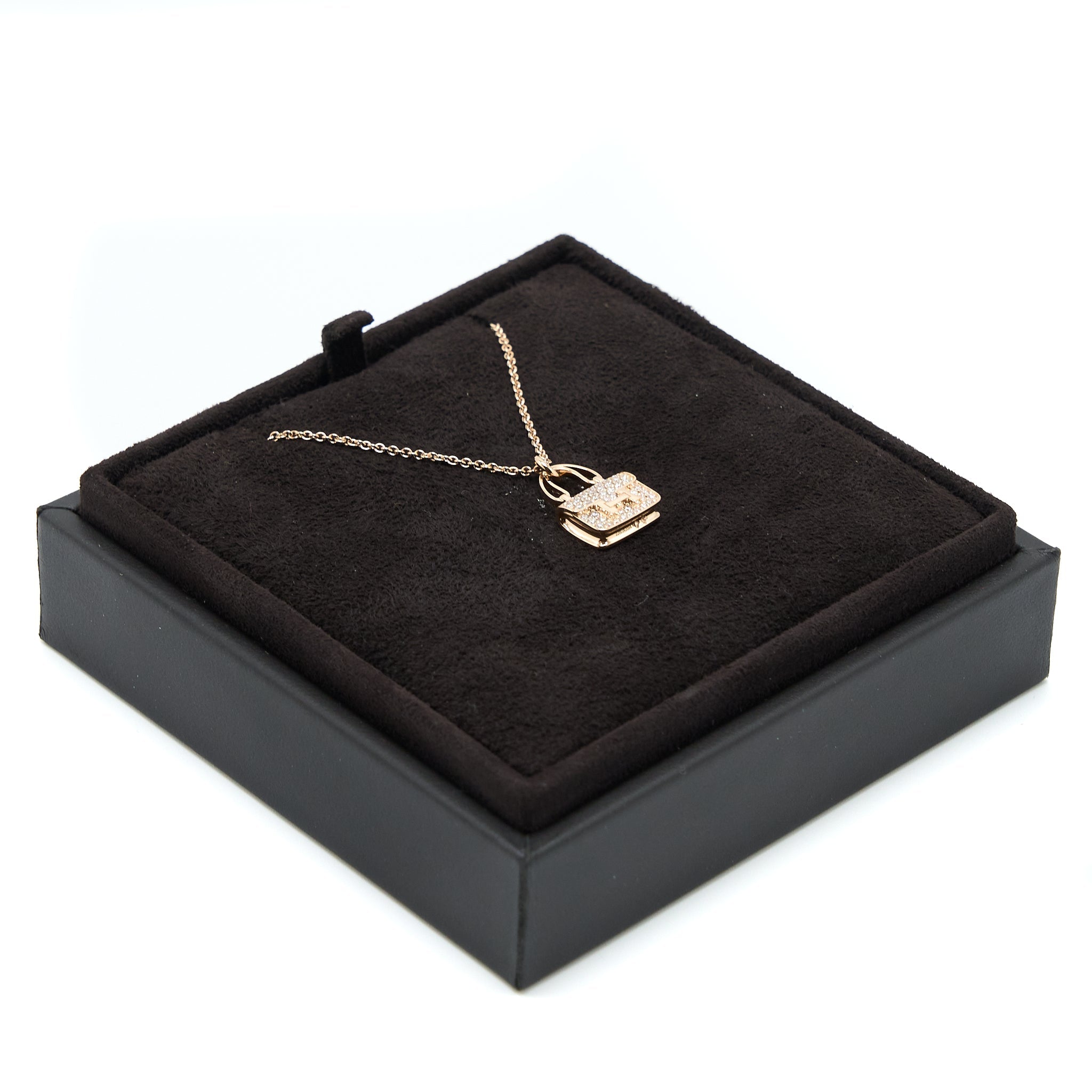 HERMES CONSTANCE AMULETTE PENDANT ROSE GOLD DIAMONDS