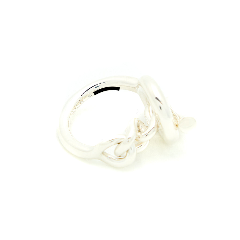 HERMES BAGUE CROISETTE RING SILVER TONE