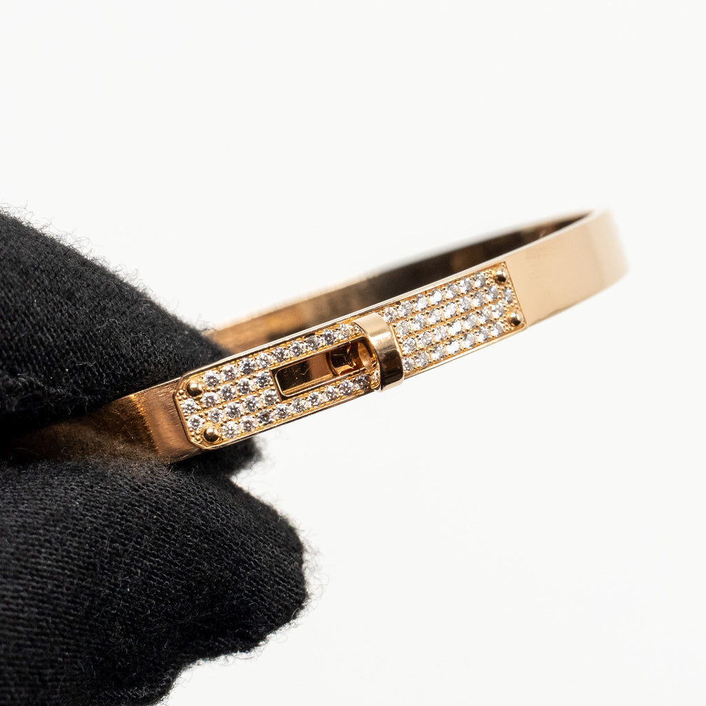 HERMES KELLY BRACELET ROSE GOLD DIAMONDS