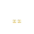 CHANEL CC LOGO EARRING WITH DIAMOND SHAPED CRYSTAL GOLD TONE