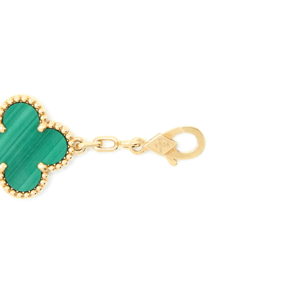 VAN CLEEF&ARPELS VINTAGE ALHAMBRA BRACELET, 5 MOTIFS 18K YELLOW GOLD MALACHITE