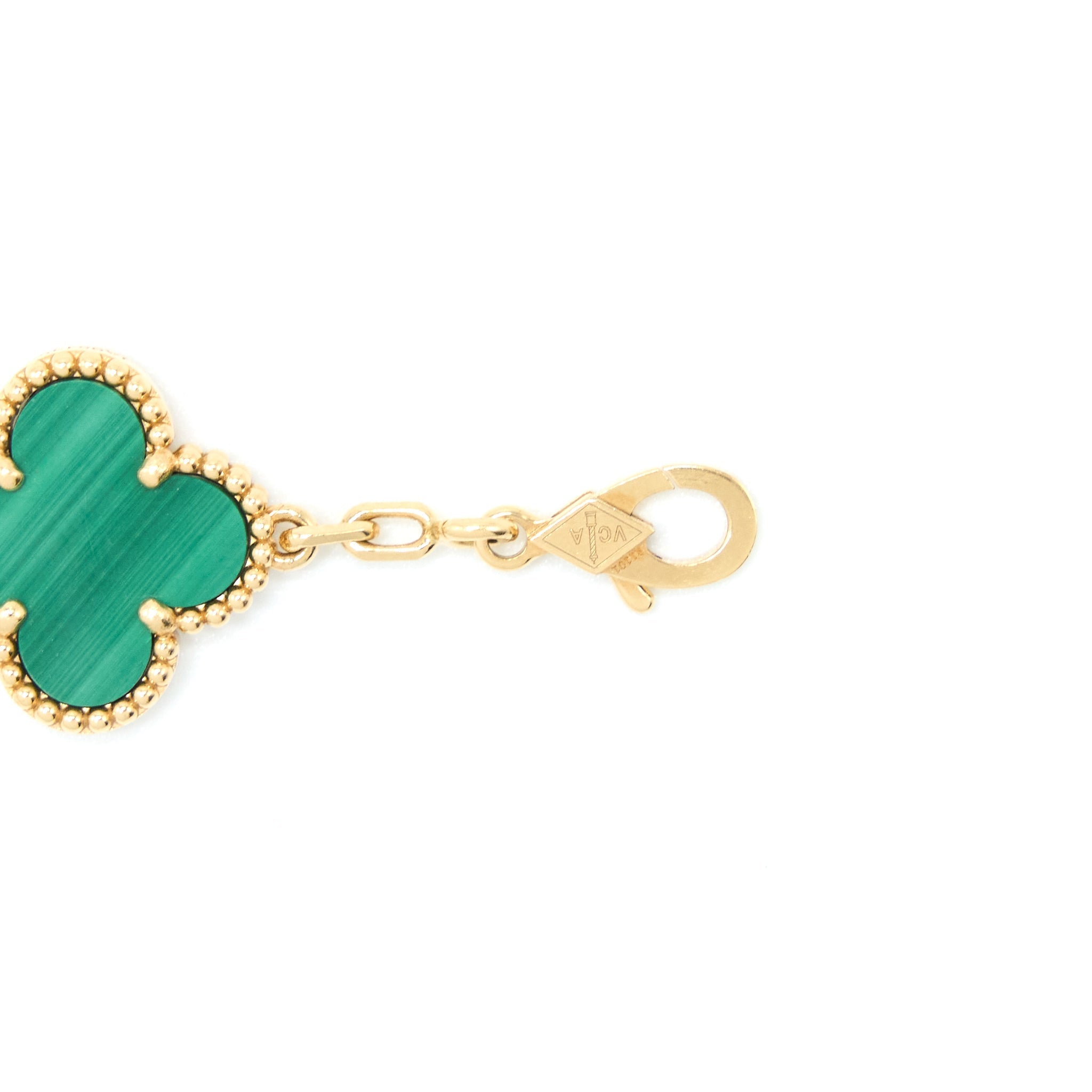 VAN CLEEF&ARPELS VINTAGE ALHAMBRA BRACELET, 5 MOTIFS 18K YELLOW GOLD MALACHITE