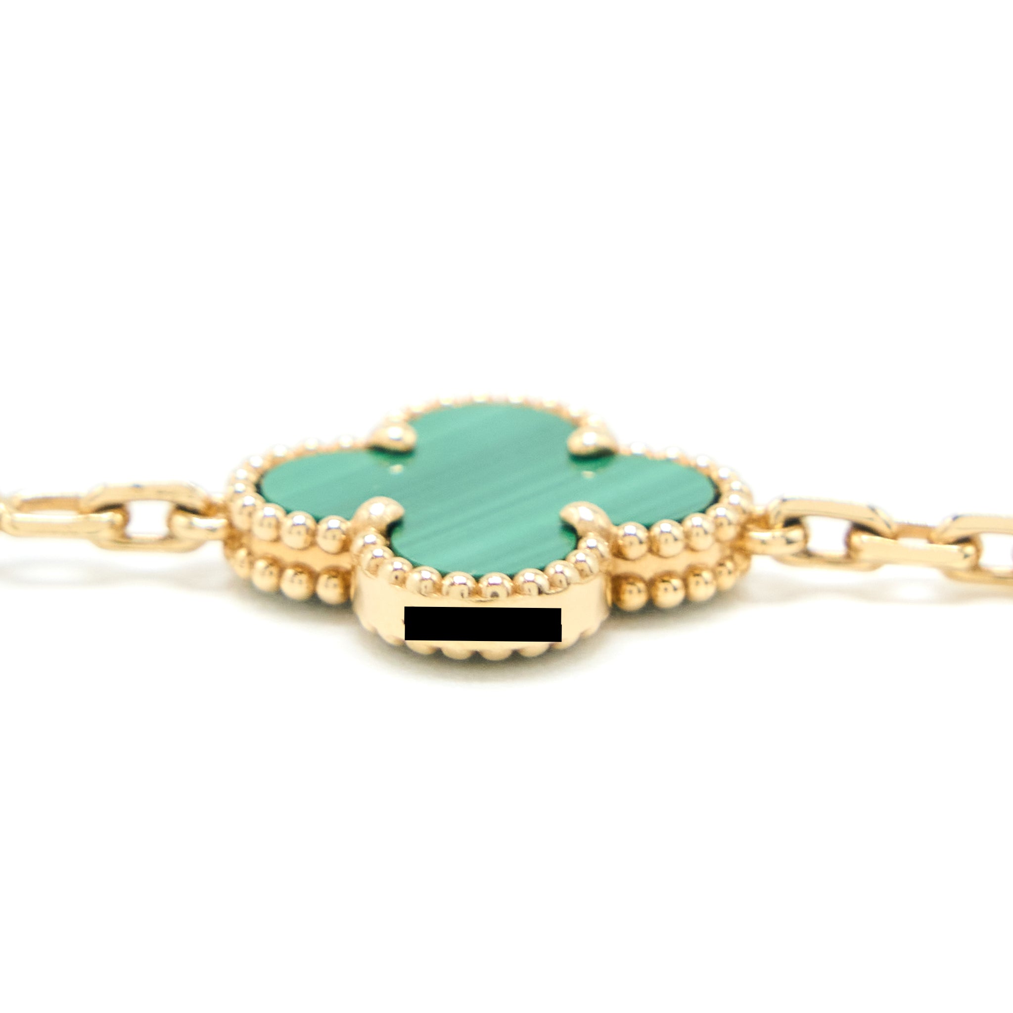 VAN CLEEF&ARPELS VINTAGE ALHAMBRA BRACELET, 5 MOTIFS 18K YELLOW GOLD MALACHITE