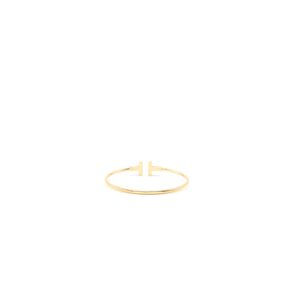 TIFFANY T WIRE BRACELET IN YELLOW GOLD/MOTHER OF PEARL