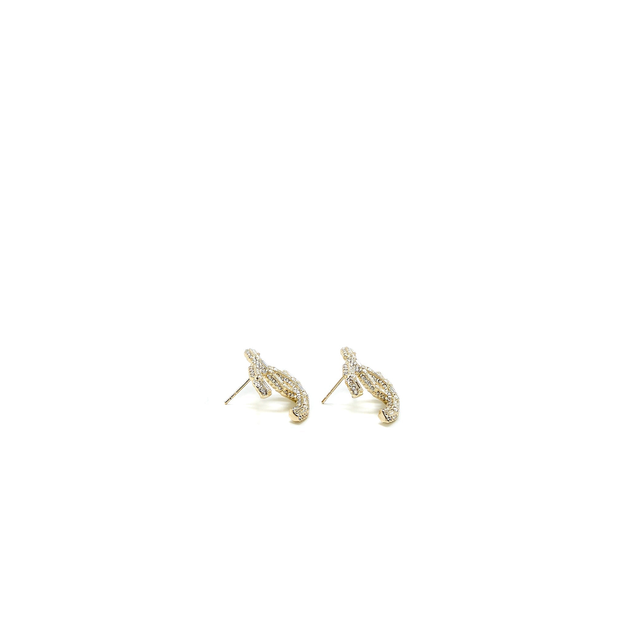 CHANEL CC LOGO EARRING PEARL/CRYSTAL LIGHT GOLD TONE