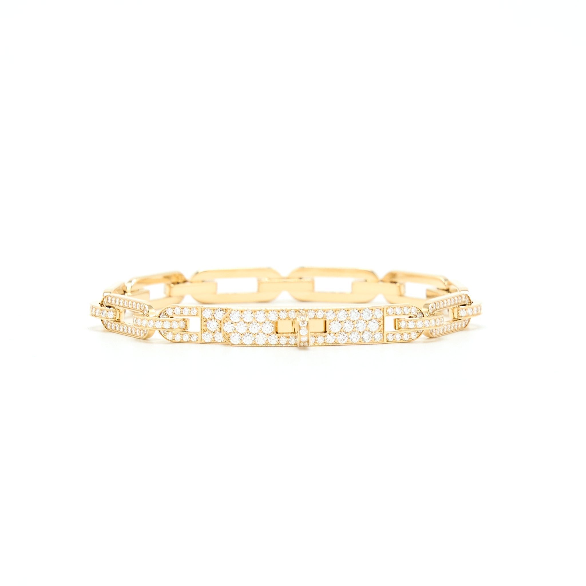 HERMES KELLY CHAINE BRACELET ROSE GOLD FULL DIAMONDS