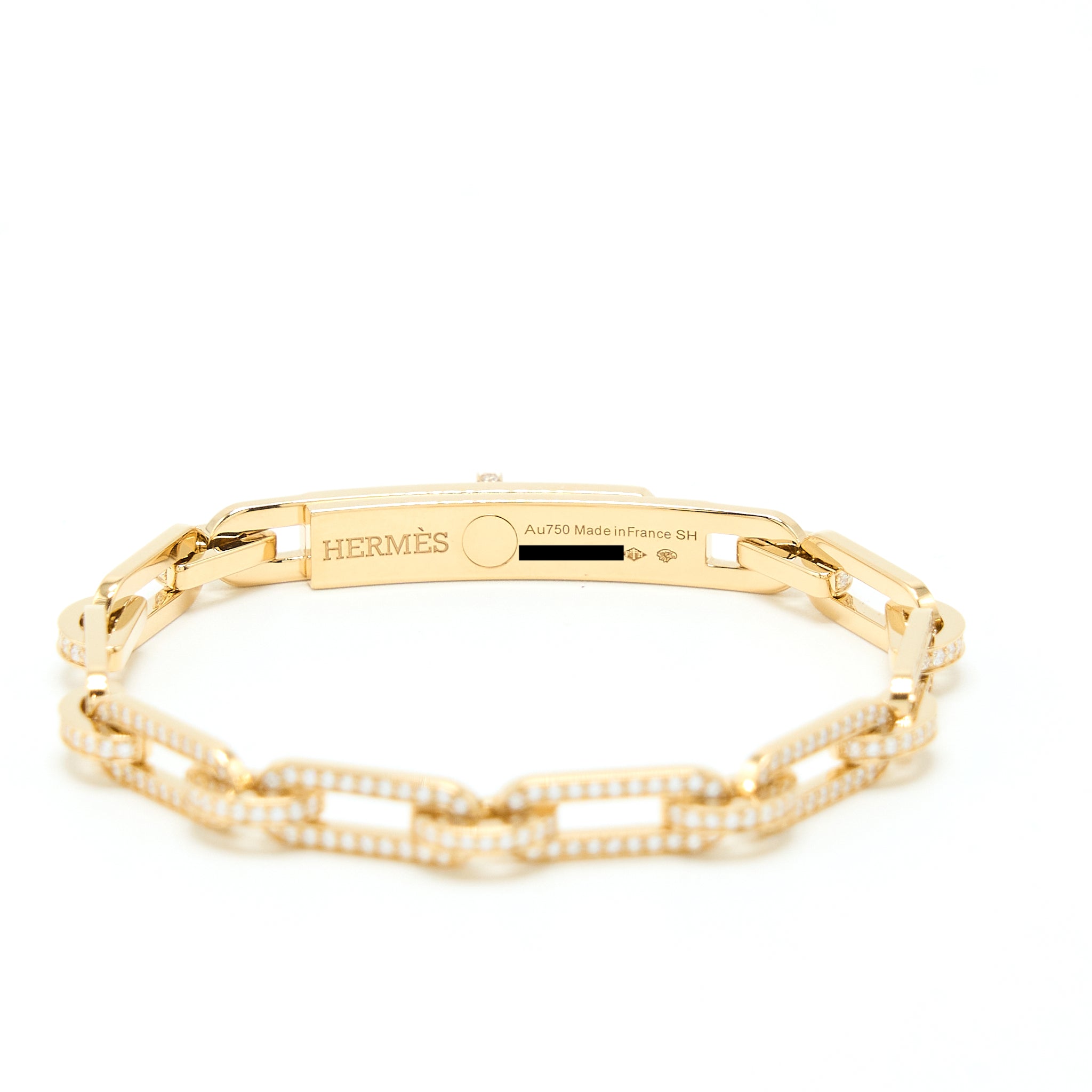 HERMES KELLY CHAINE BRACELET ROSE GOLD FULL DIAMONDS