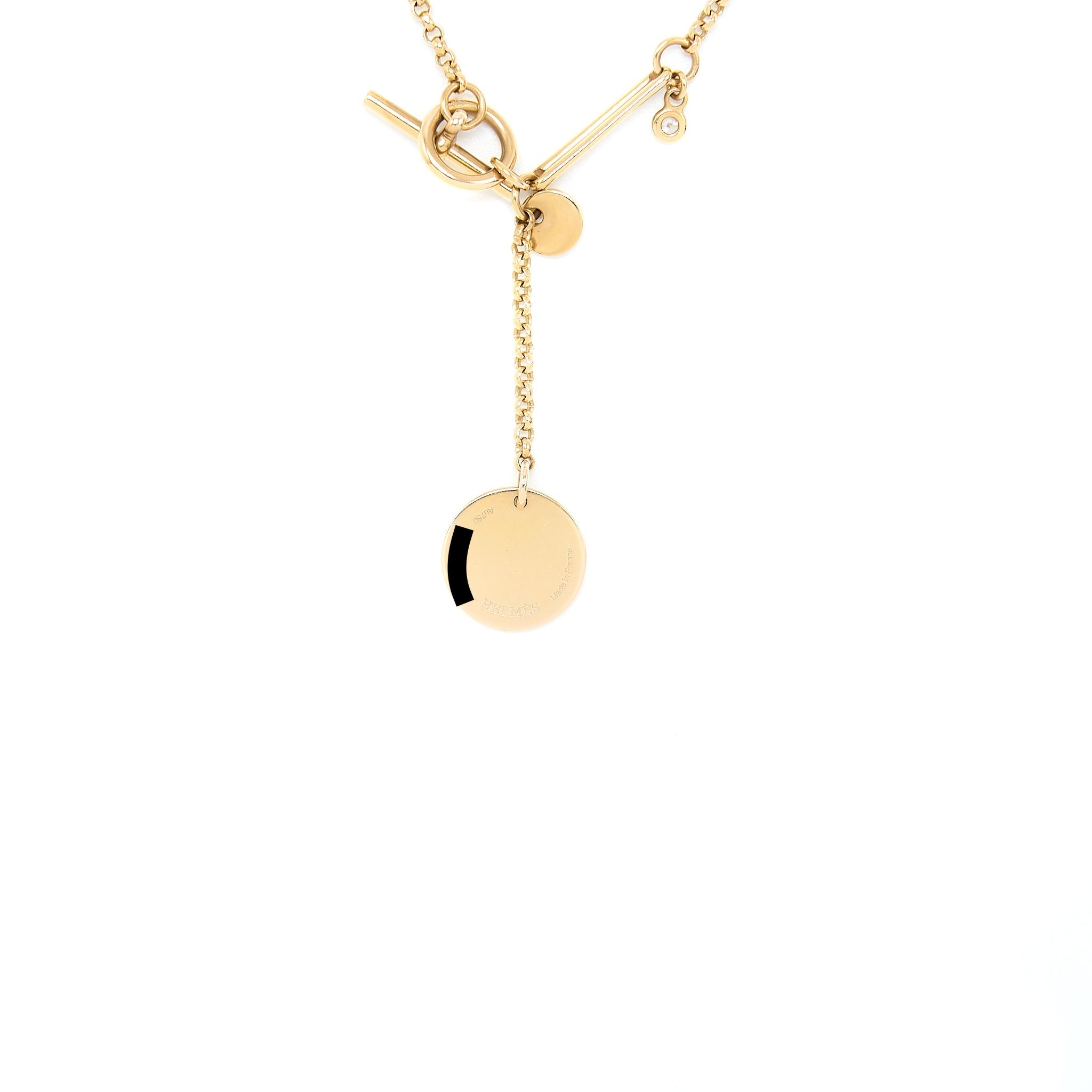 HERMES EX-LIBRIS PENDANT ROSE GOLD WITH ONE DIAMOND