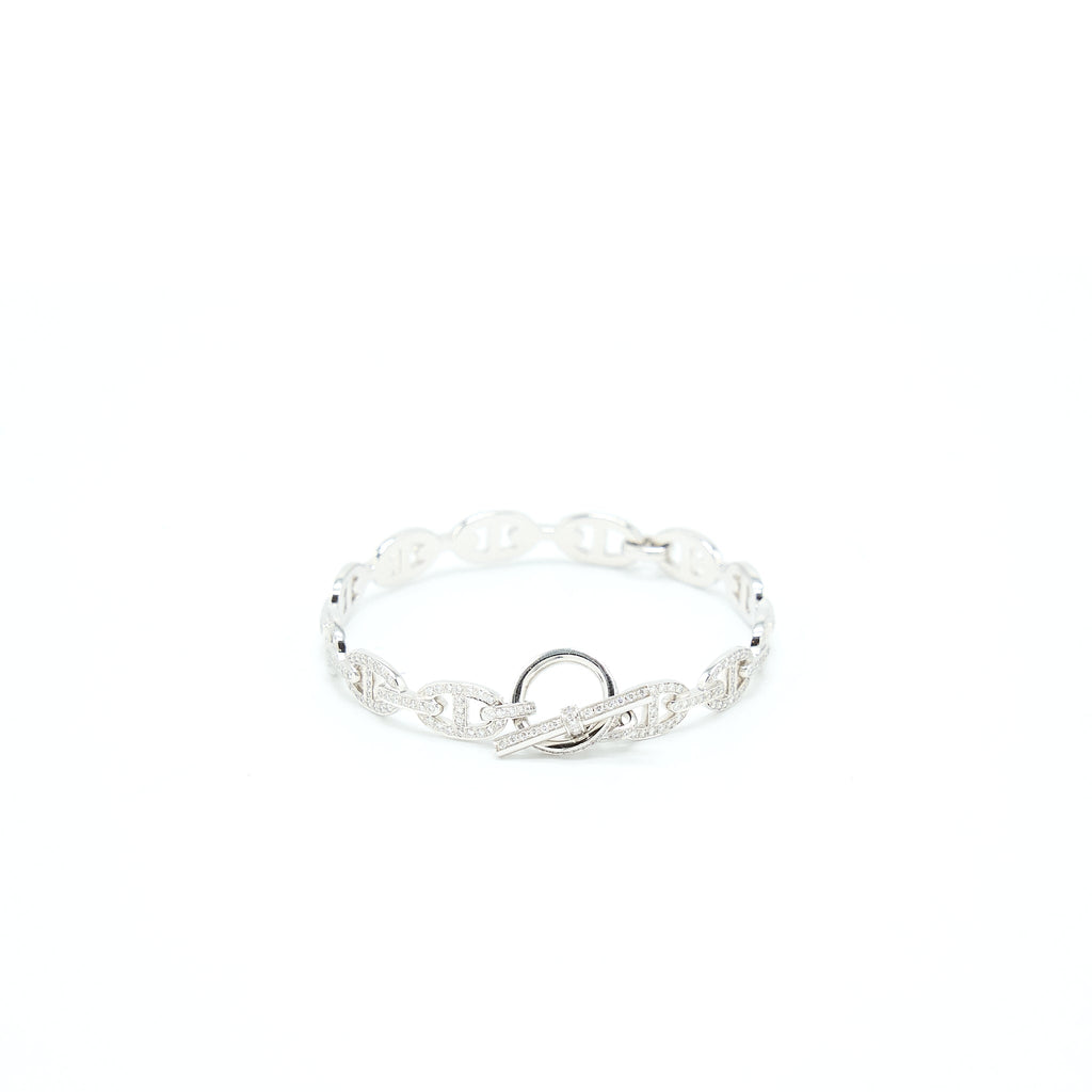 HERMES FARANDOLE BRACELET WHITE GOLD WITH FULL DIAMONDS