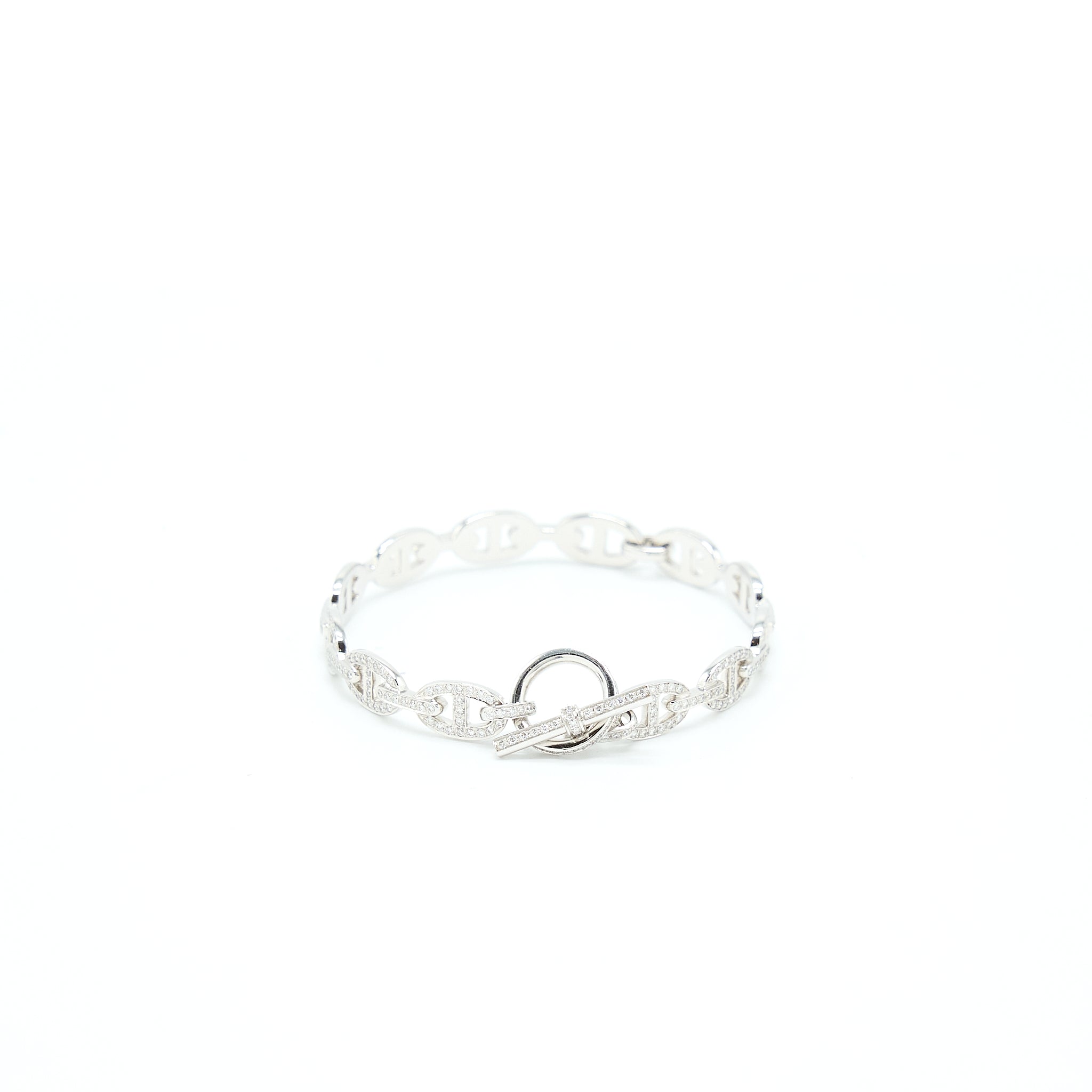 HERMES FARANDOLE BRACELET WHITE GOLD WITH FULL DIAMONDS