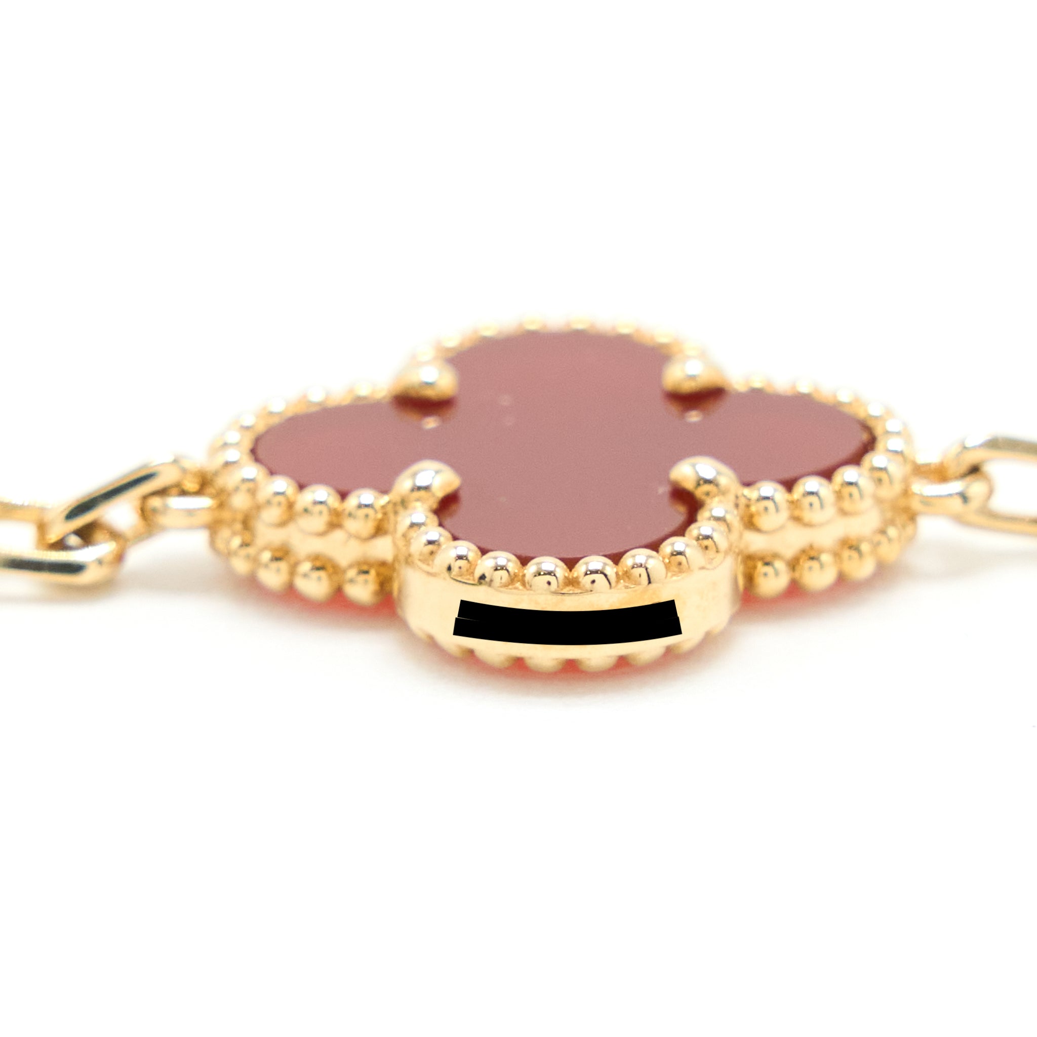 VAN CLEEF & ARPELS VINTAGE ALHAMBRA 5- MOTIF BRACELET CARNELIAN YELLOW GOLD