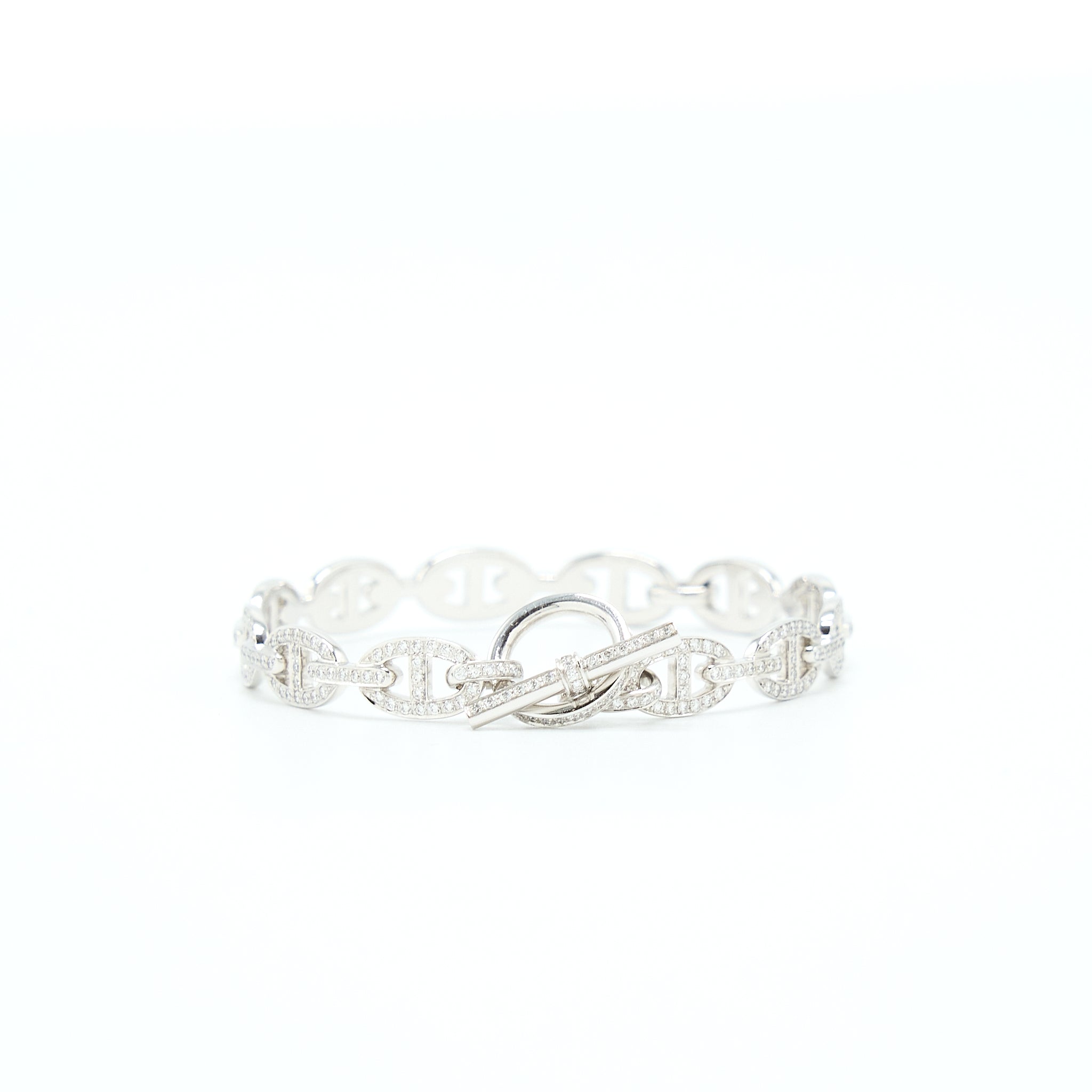 HERMES FARANDOLE BRACELET WHITE GOLD WITH FULL DIAMONDS