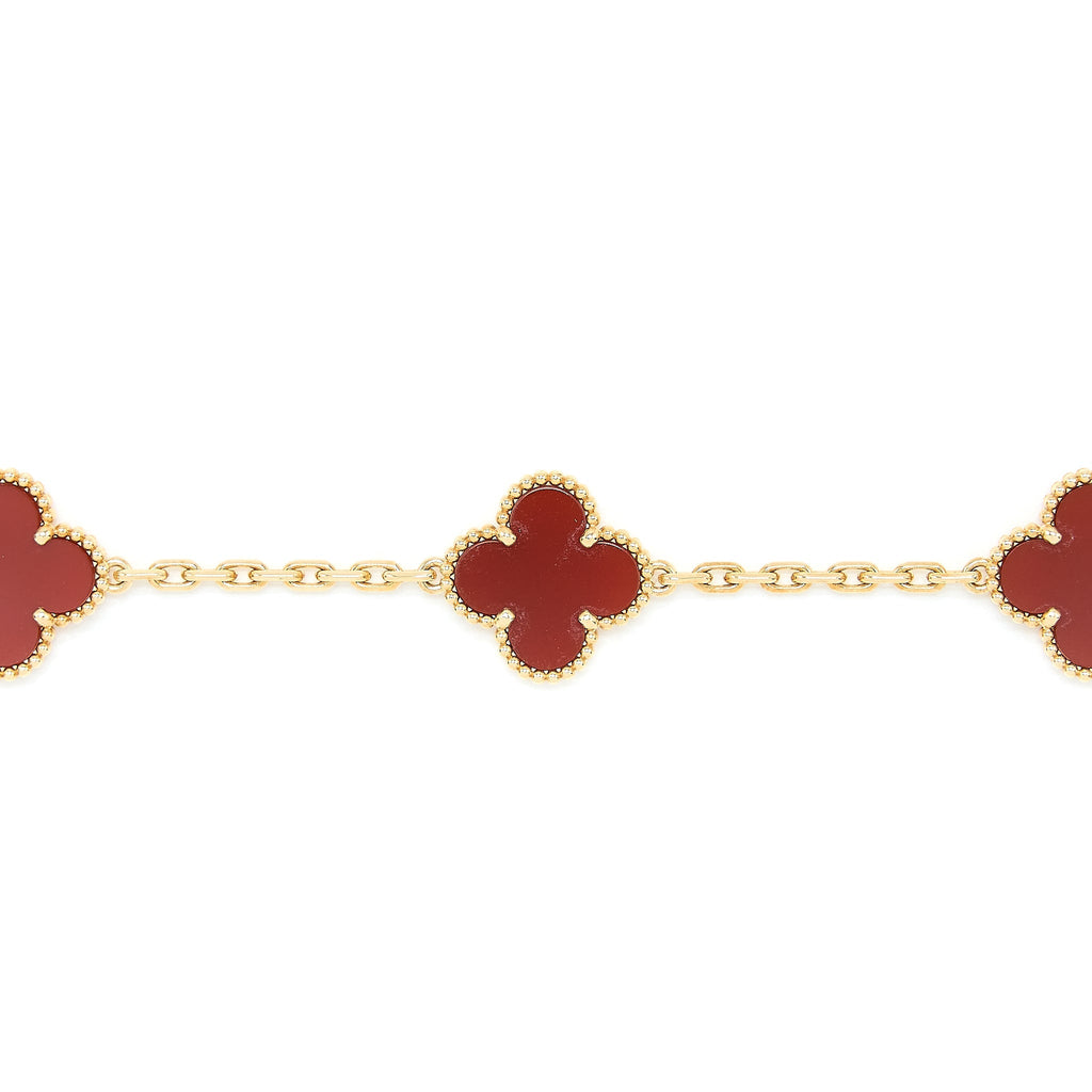 VAN CLEEF & ARPELS VINTAGE ALHAMBRA 5- MOTIF BRACELET CARNELIAN YELLOW GOLD