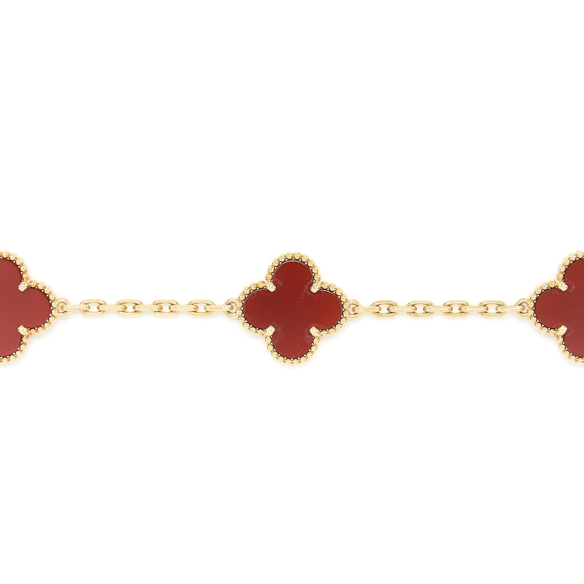 VAN CLEEF & ARPELS VINTAGE ALHAMBRA 5- MOTIF BRACELET CARNELIAN YELLOW GOLD