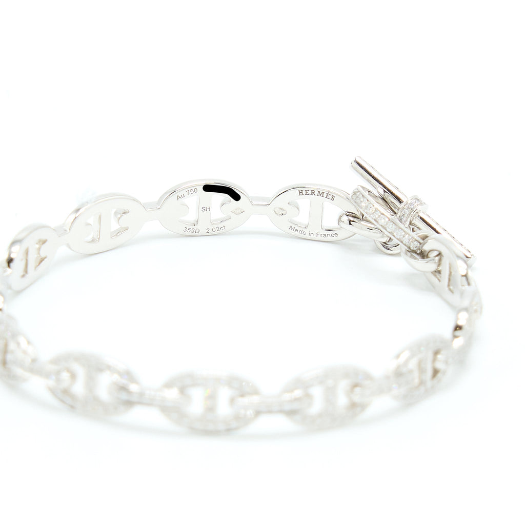 HERMES FARANDOLE BRACELET WHITE GOLD WITH FULL DIAMONDS