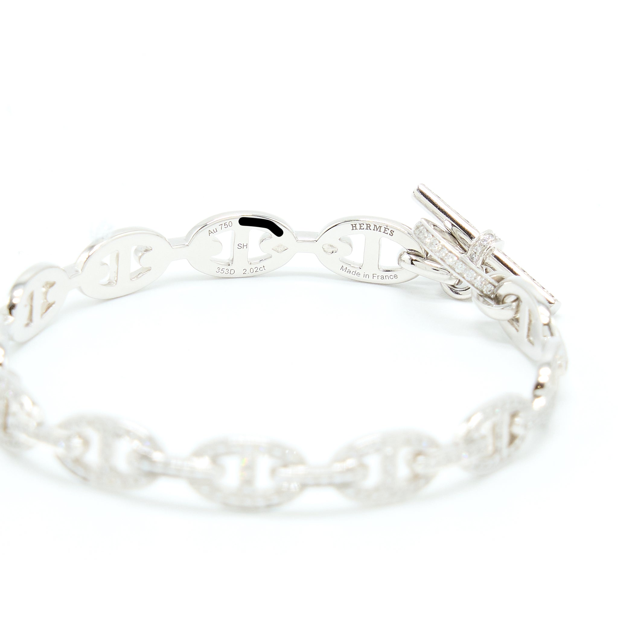 HERMES FARANDOLE BRACELET WHITE GOLD WITH FULL DIAMONDS